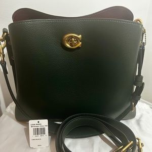RARE Coach Willow Shoulder Bag in Amazon Green w/ Red Colorblock Interior